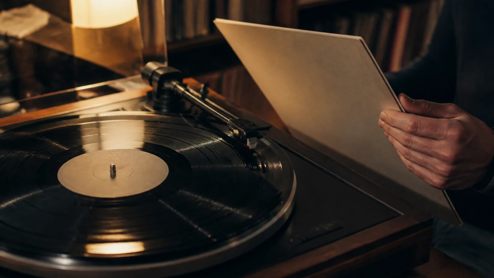 Kolekcionar provjerava površinu i stanje vinilne ploče